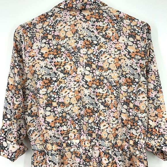 LOFT Floral Button Down Roll Tab Sleeve Dress - Picture 7 of 8